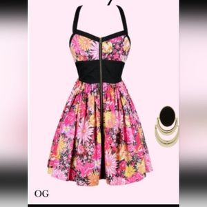 Jack by BB Dakota Floral Midi Dress - Pink and Black